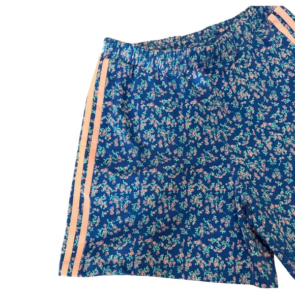 Adidas x KSENIASCHNAIDER Floral 3-Stripes Shorts Blue Pink Womens Medium - Picture 9 of 10